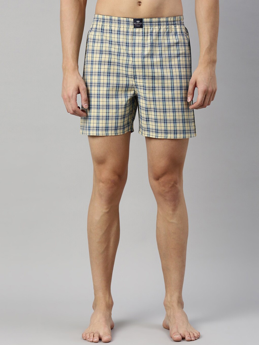 

Metronaut Men Checked Pure Cotton Boxers, Yellow