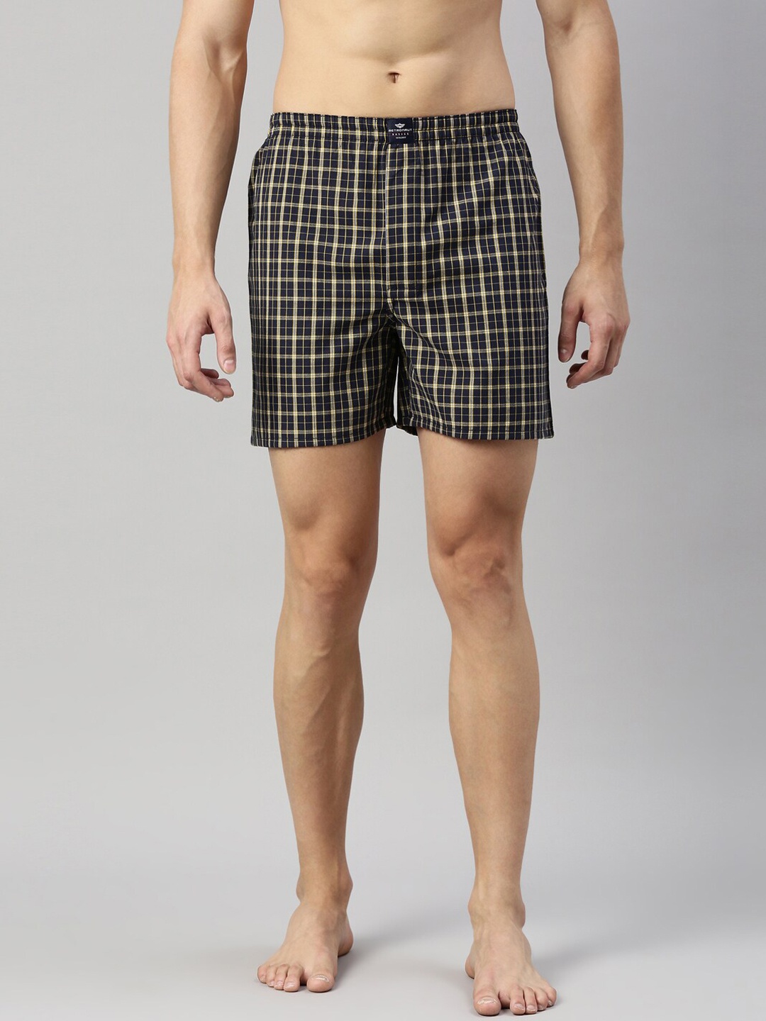 

Metronaut Men Checked Pure Cotton Boxer, Blue