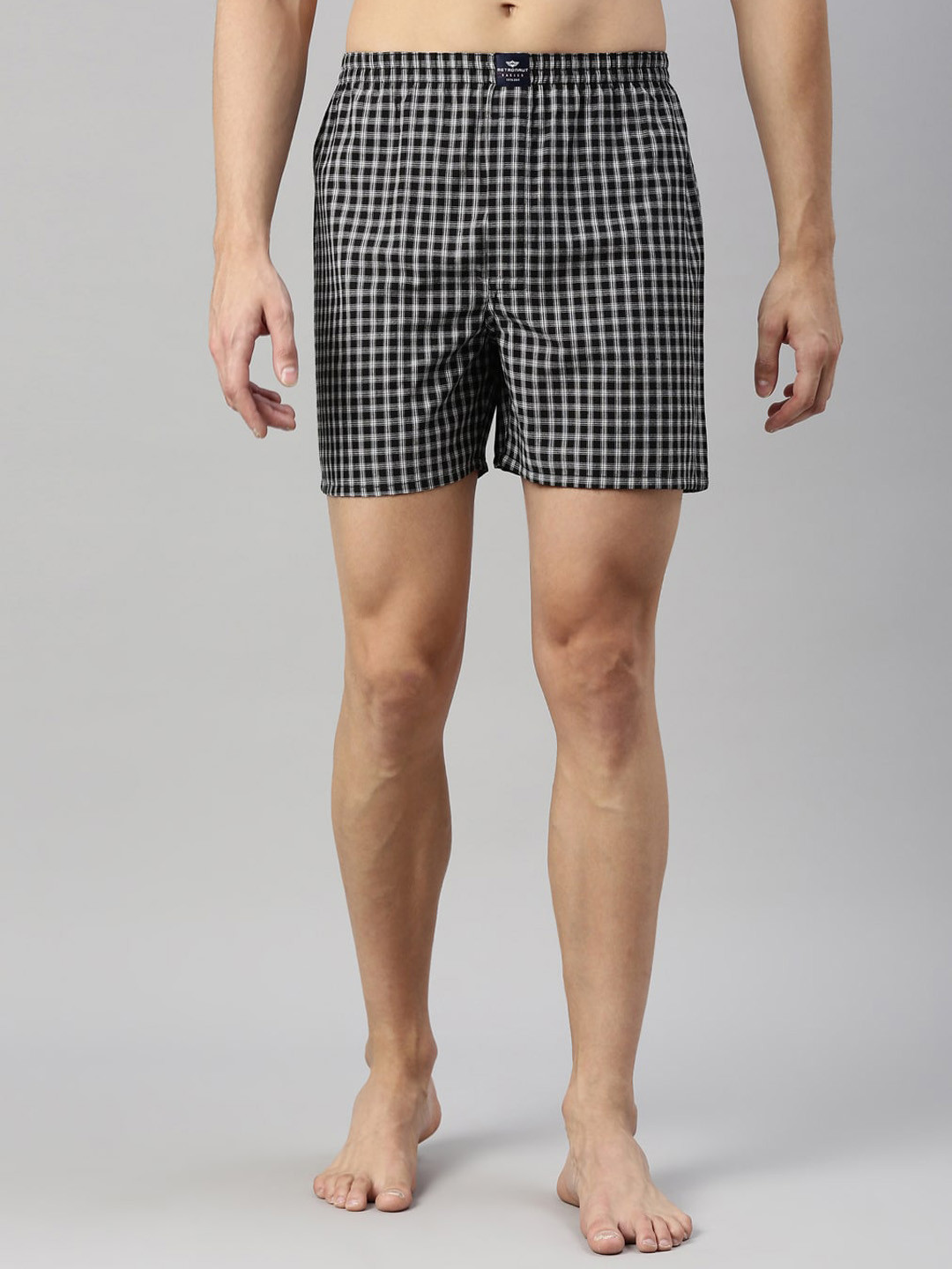 

Metronaut Men Checked Pure Cotton Boxers, Black