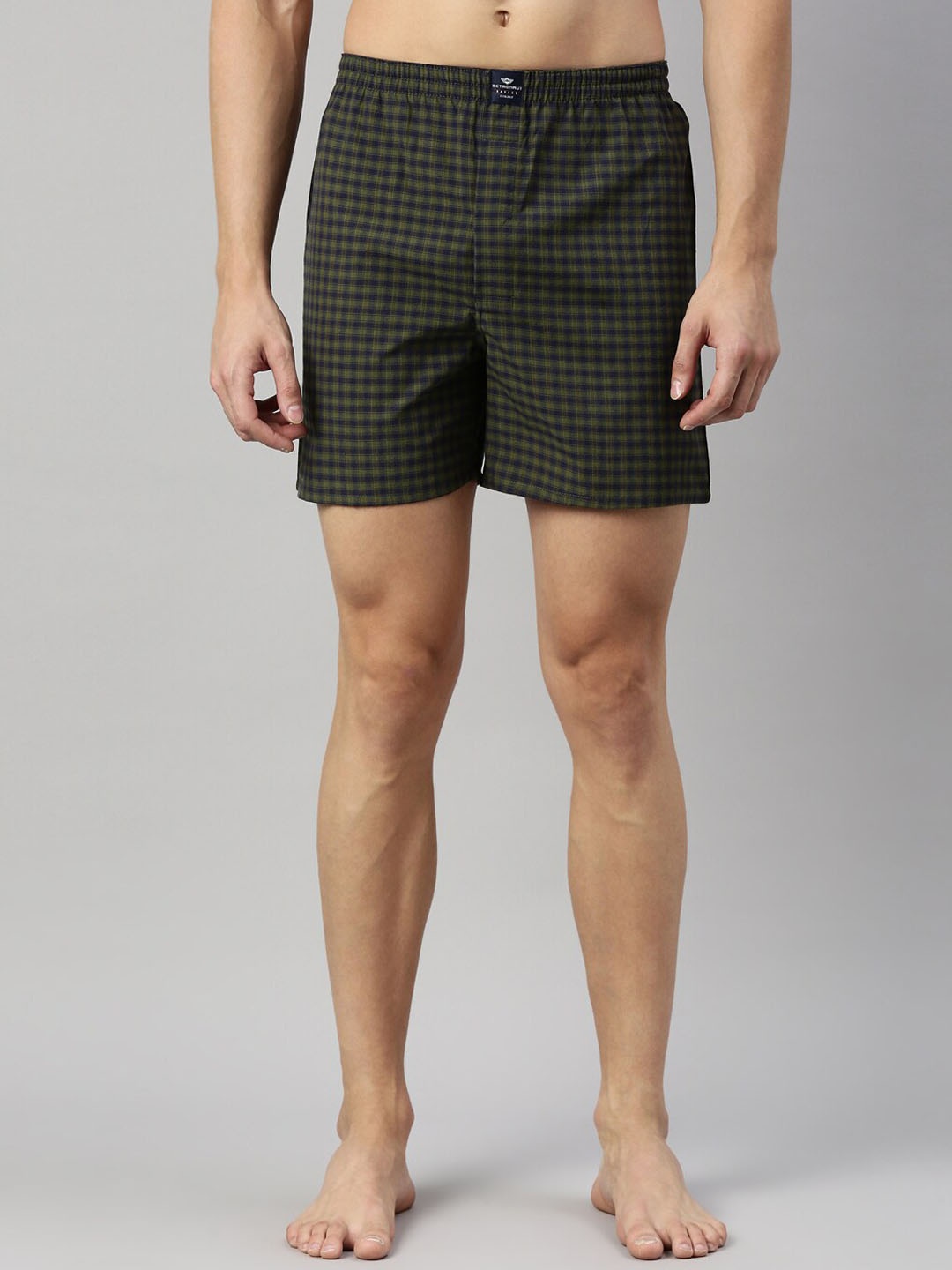 

Metronaut Men Checked Pure Cotton Boxers, Olive