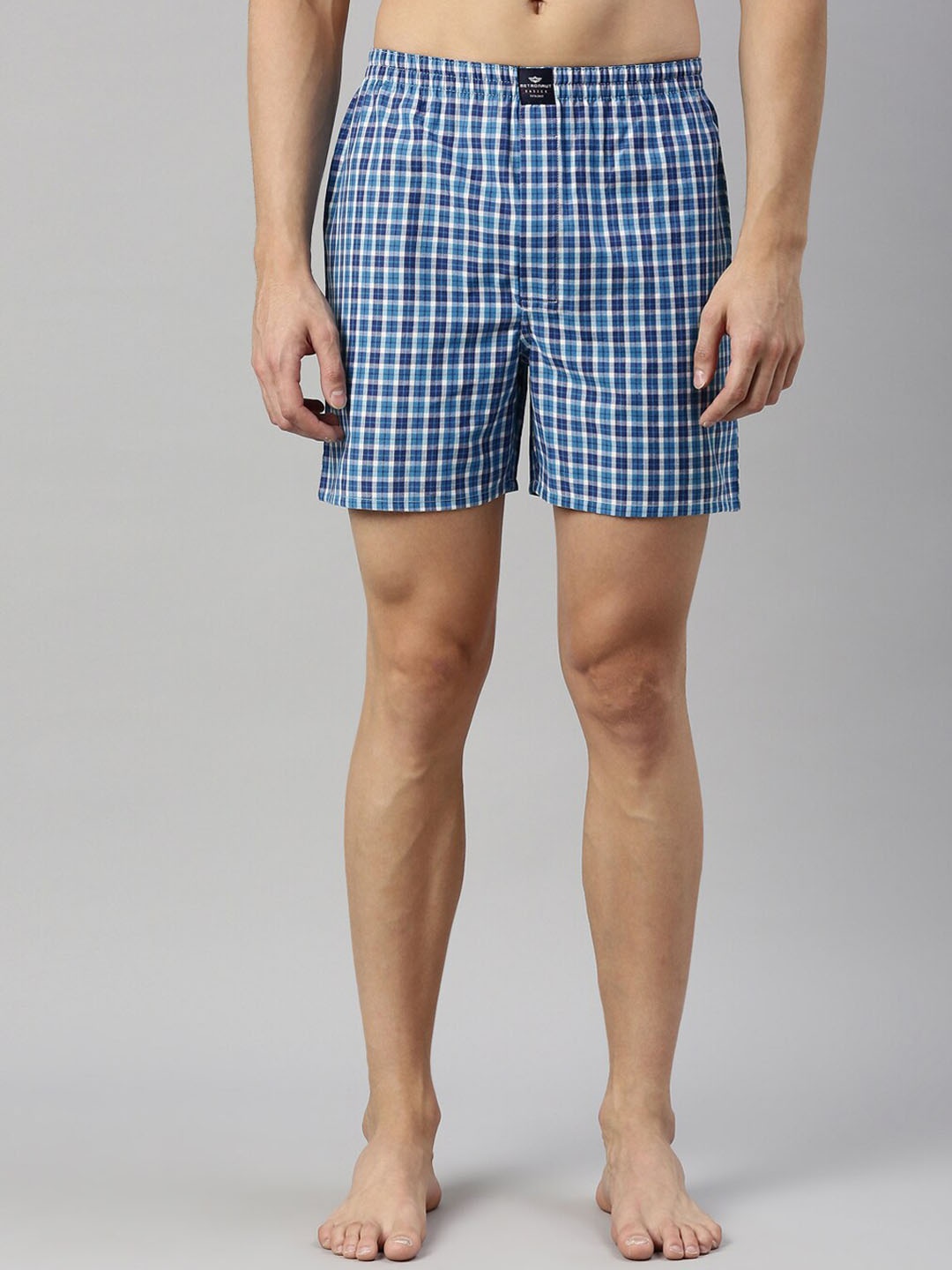 

Metronaut Men Checked Pure Cotton Boxers, Blue