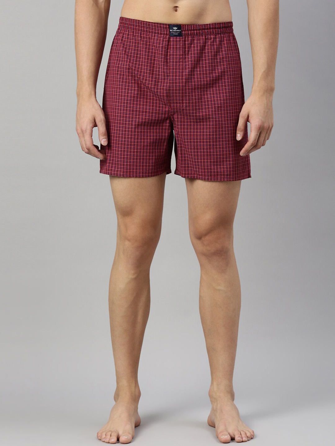 

Metronaut Men Checked Pure Cotton Boxers, Red