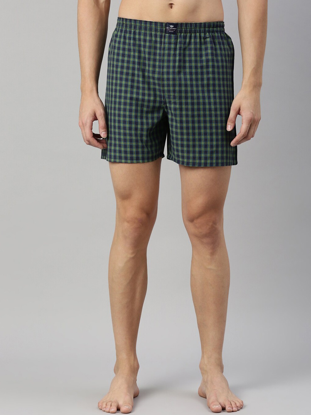 

Metronaut Men Mid-Rise Checked Pure Cotton Boxers, Green