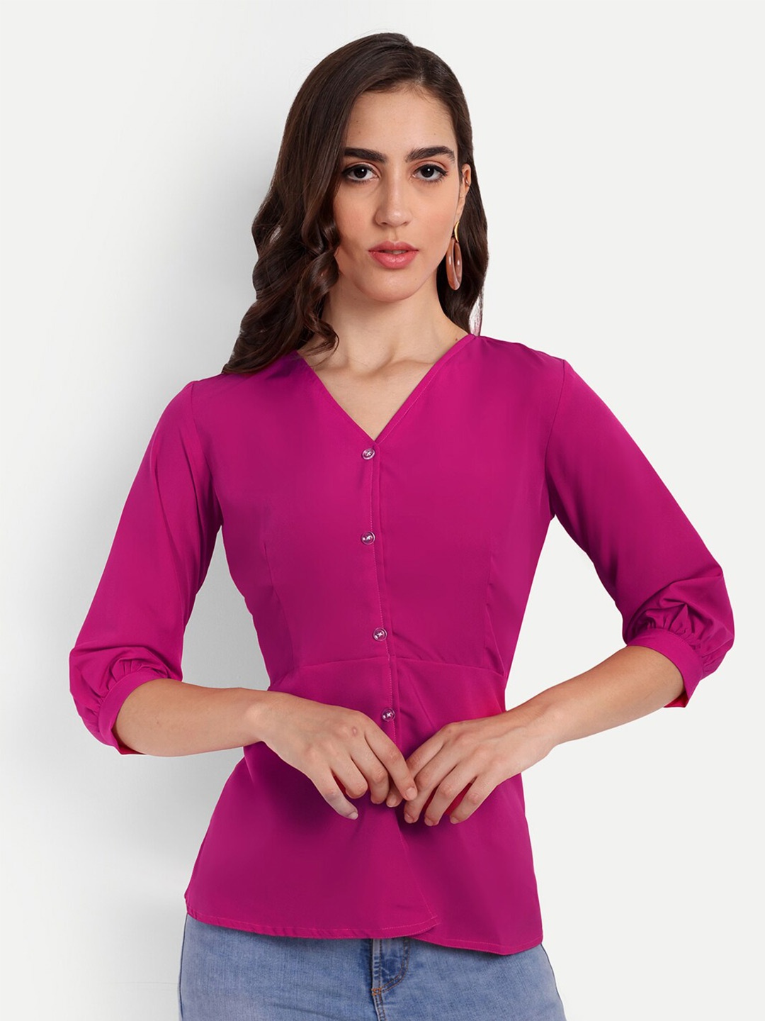 

Rudraaksha Creations V-Neck Peplum Top, Magenta