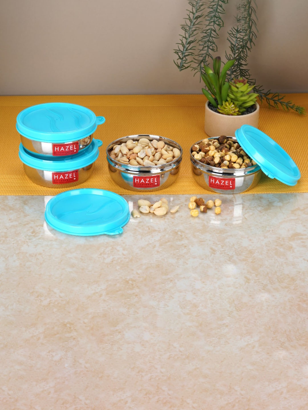 

HAZEL Blue Stainless Steel Leak Proof Lid Lunch Box - 90 ML