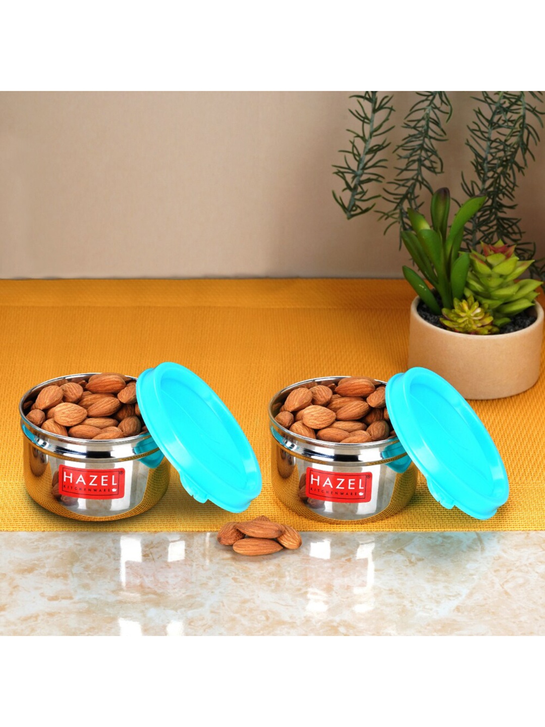 

HAZEL 4-Pcs Blue Stainless Steel Airtight Tiffin Boxes-150ml Each
