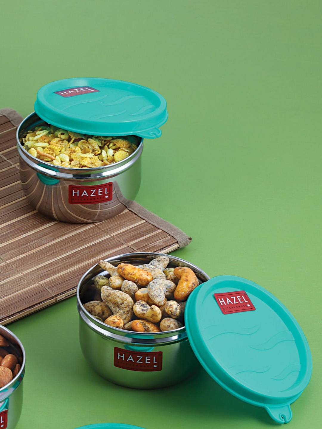 

HAZEL Green Stainless Steel Leak Proof Lid Tiffin Boxes 250ml, Silver