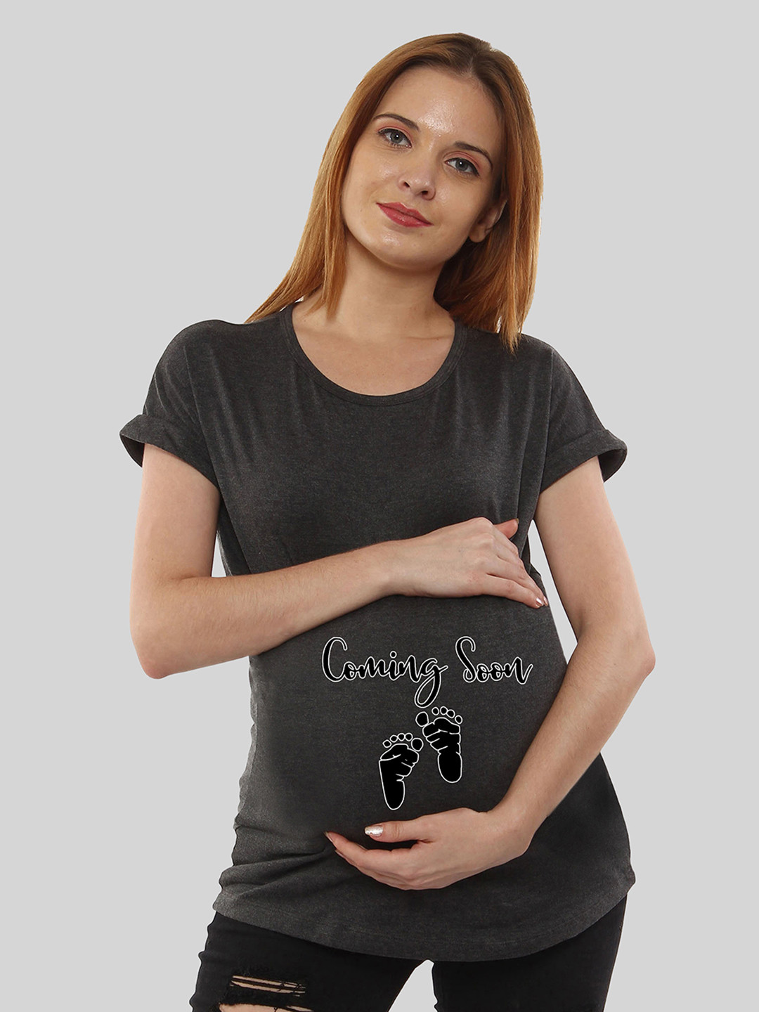 

SillyBoom Graphic Printed Cotton Maternity Feeding T-shirt, Charcoal