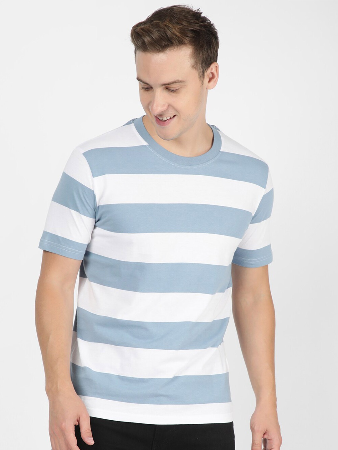

R&B Striped Cotton T-shirt, Blue