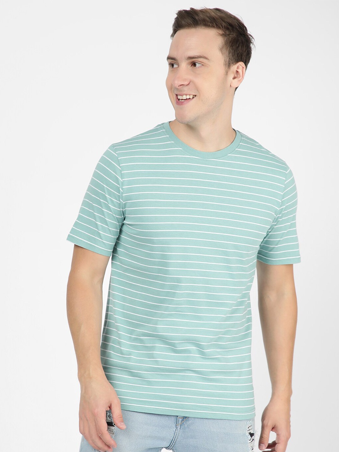 

R&B Striped Cotton T-shirt, Green