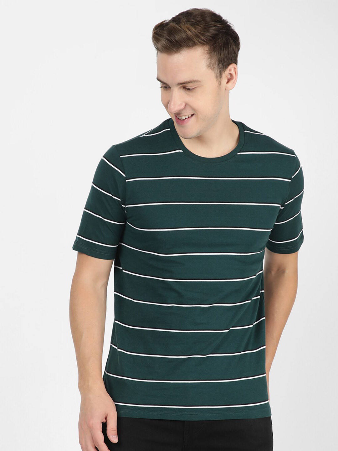 

R&B Striped Cotton T-shirt, Green
