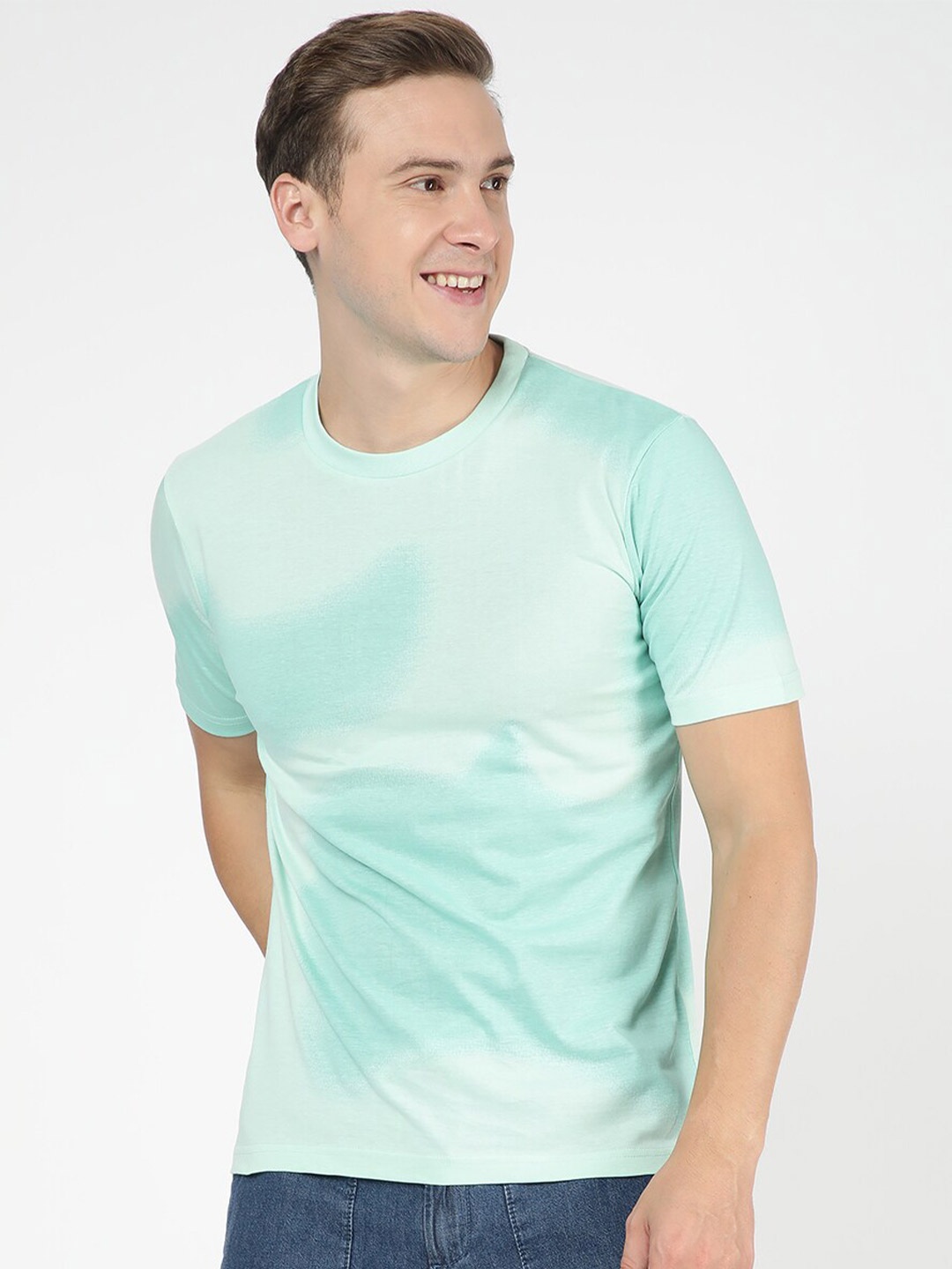 

R&B Abstract Printed Cotton T-shirt, Green