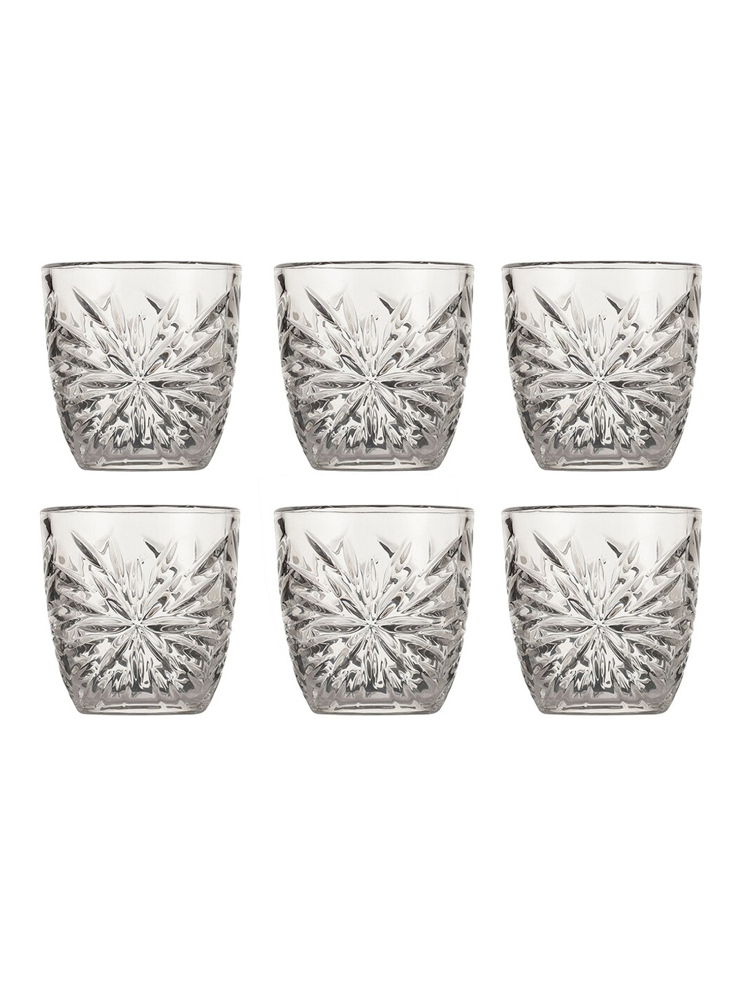 

ceradeco 6-Pcs Transparent Floral Textured Water Glasses - 250ml Each