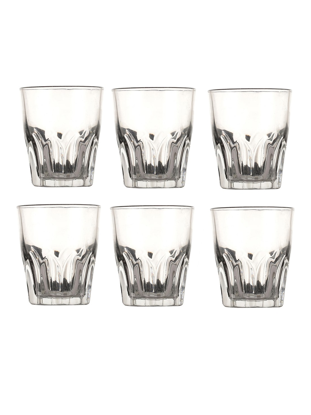 

ceradeco 6-Pcs Transparent Lotus Shaped Water Or Juice Glasses - 300 ML