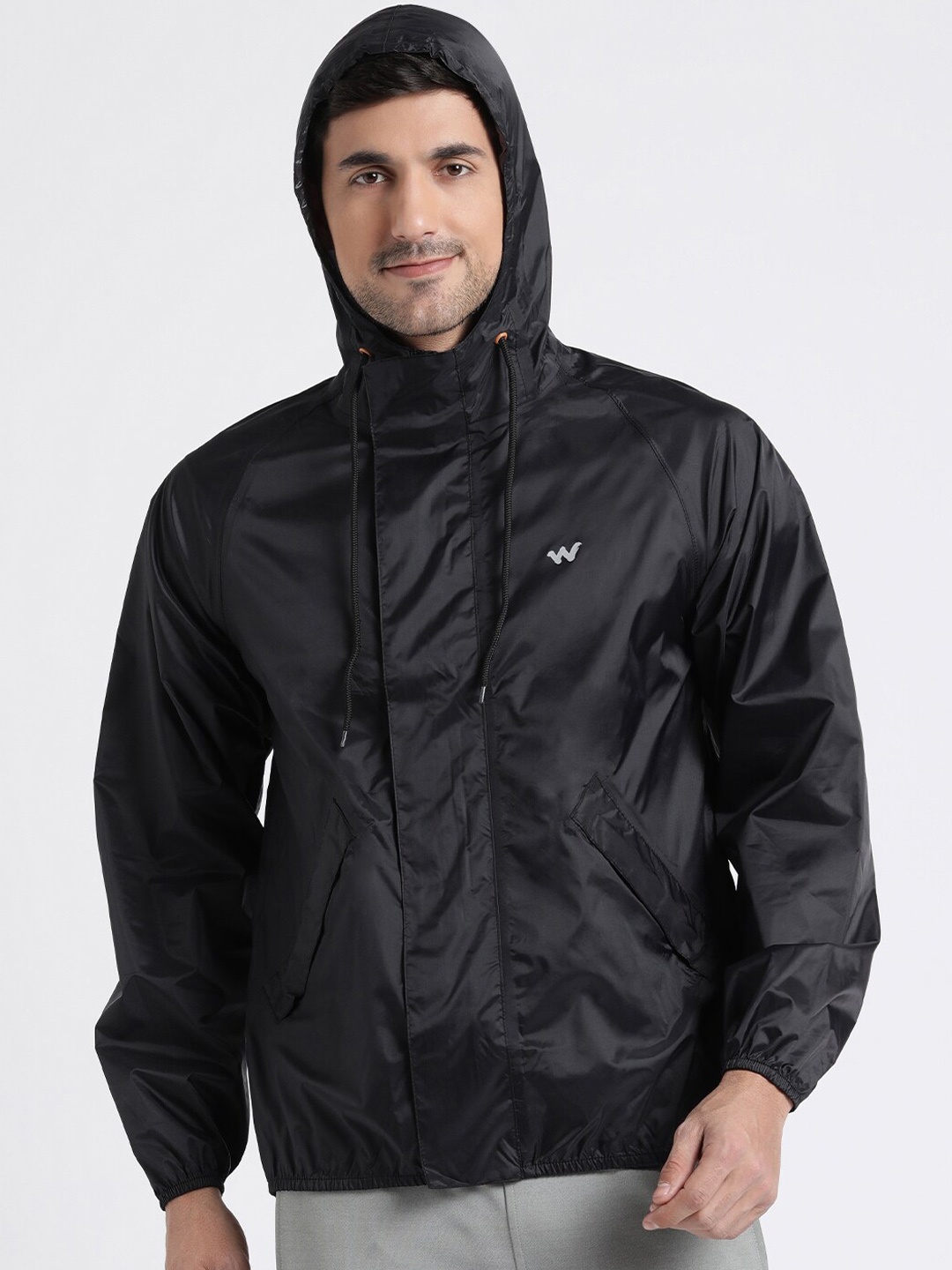 

Wildcraft Men Waterproof Breathable Hooded Rain Jacket, Black