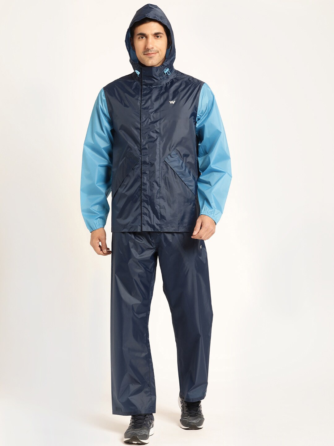 

Wildcraft Men Hooded Waterproof Rain Suit, Navy blue