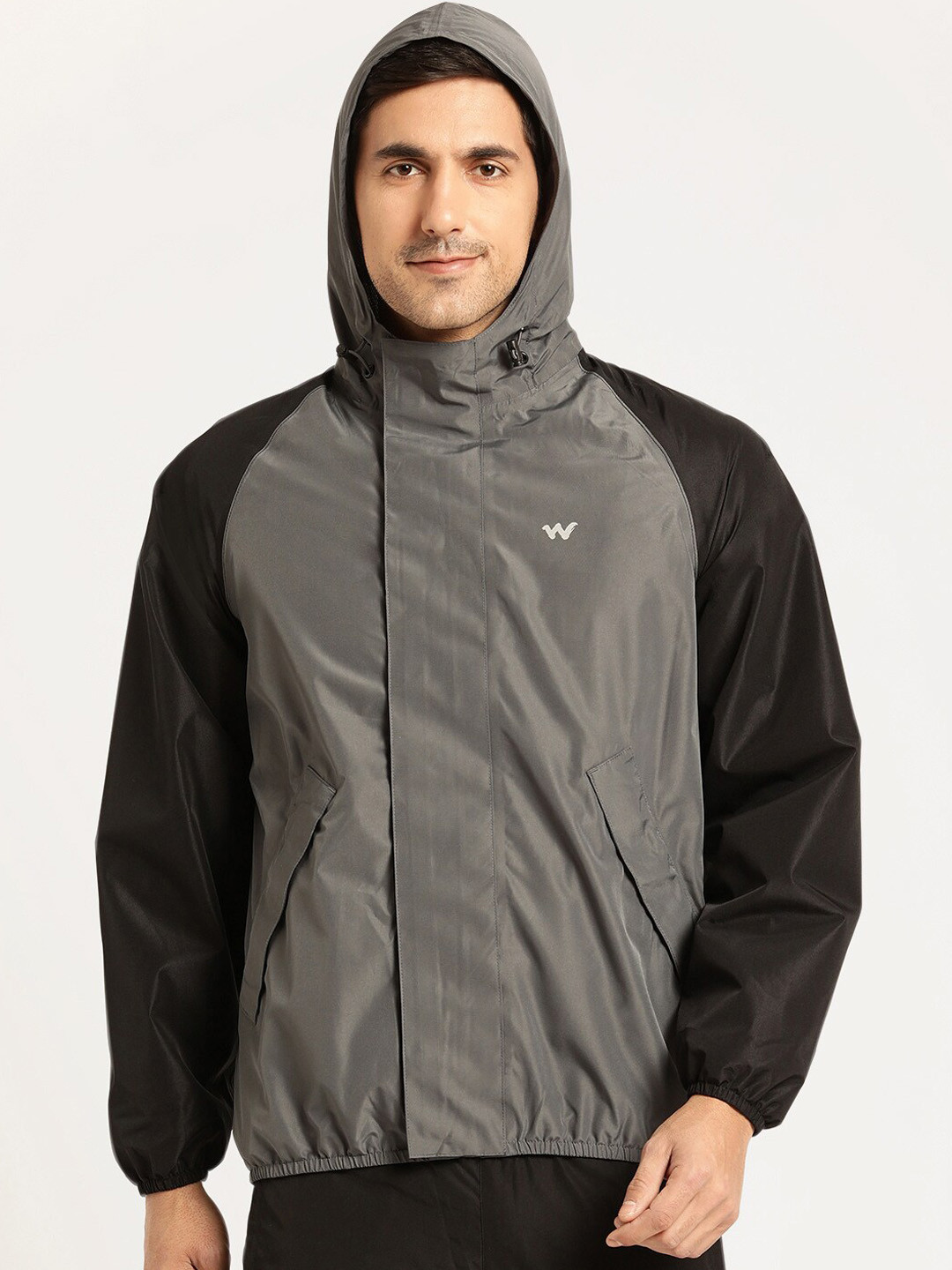 

Wildcraft Men Hooded Waterproof Breathable Rain Jacket, Grey