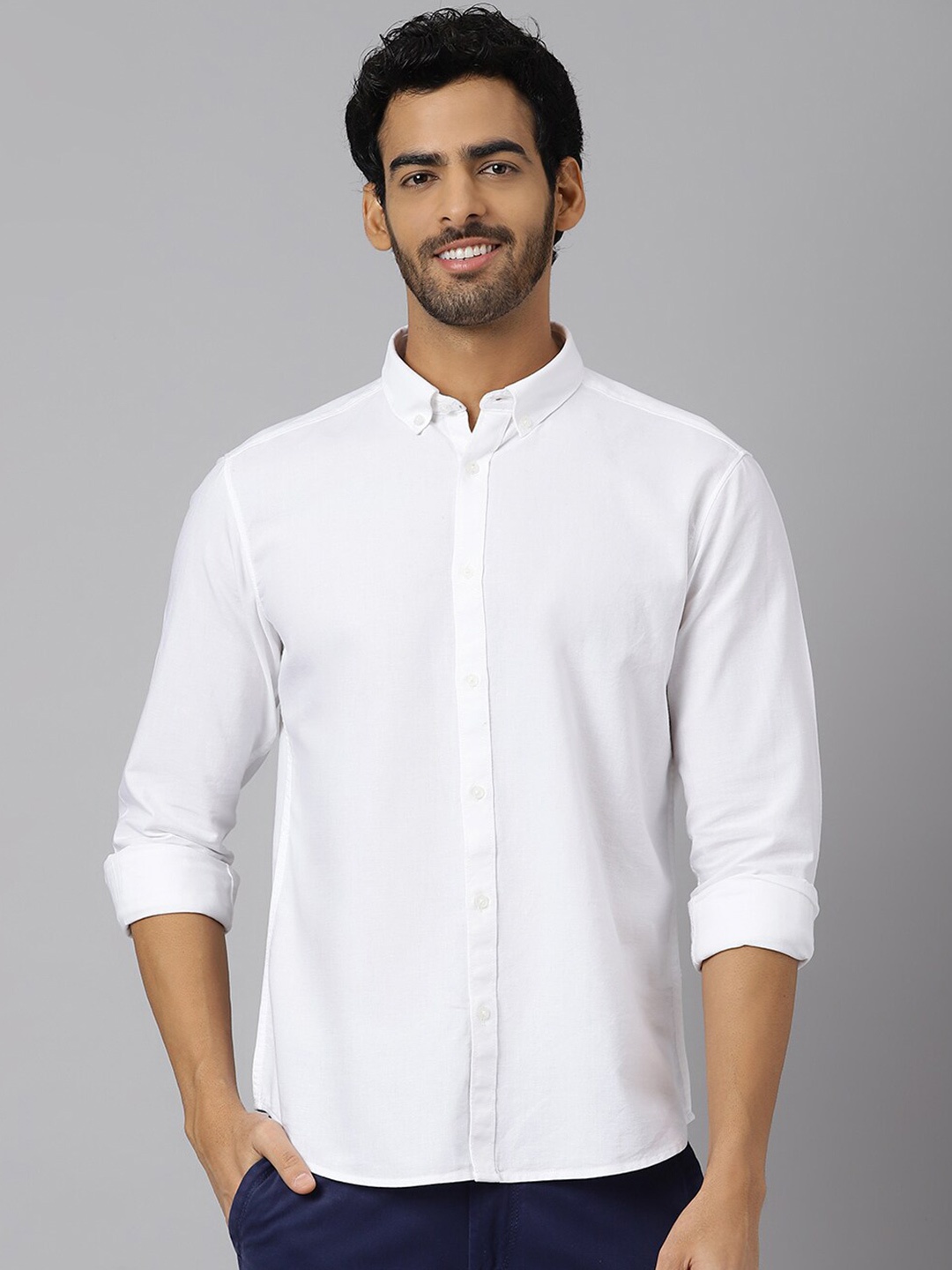 

KINGDOM OF WHITE Button-Collar Collar Casual Cotton Shirt