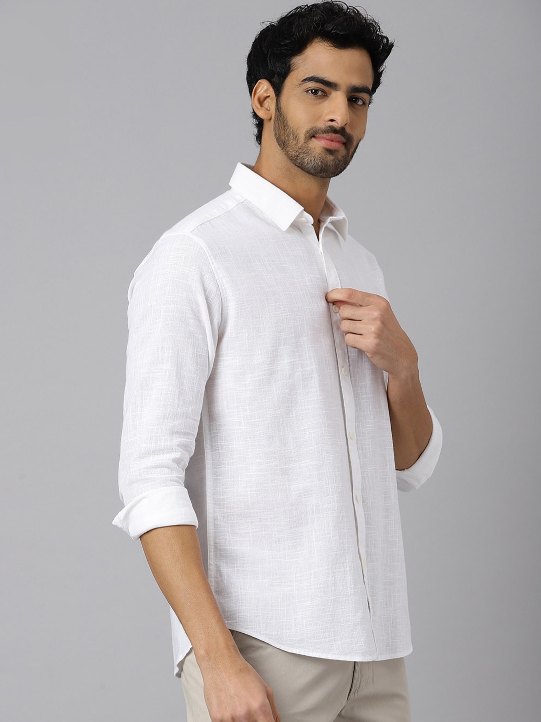 

KINGDOM OF WHITE Spread Collar Casual Cotton Shirt