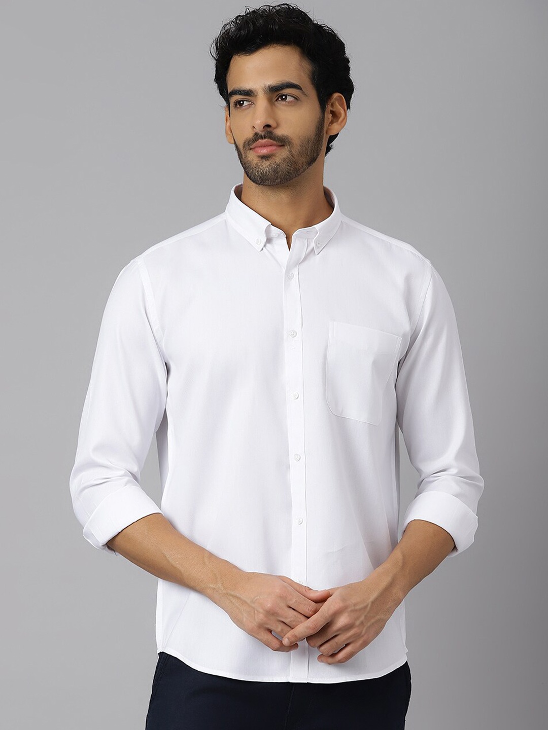 

KINGDOM OF WHITE Button-Down Collar Casual Polycotton Shirt