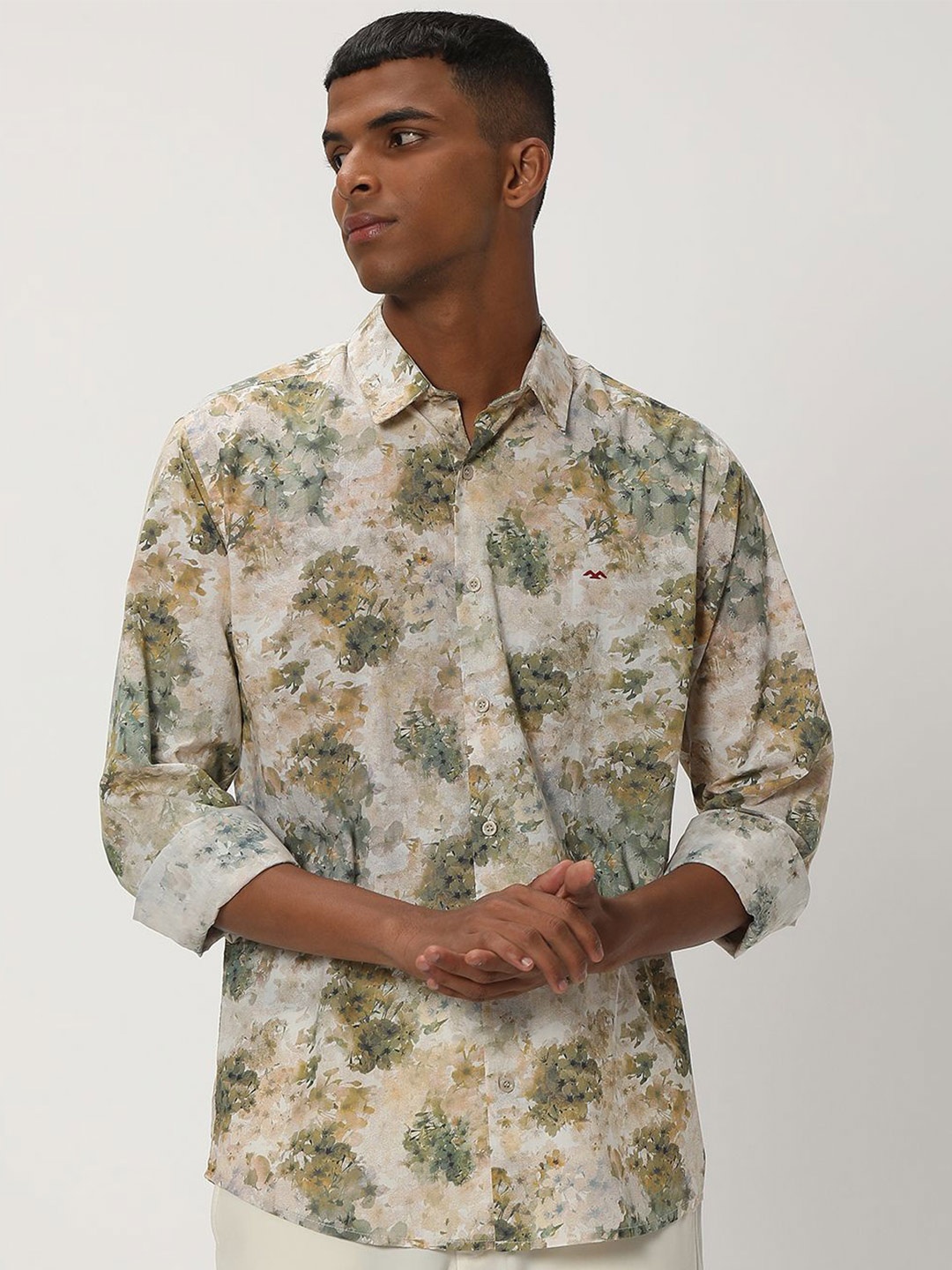 

Mufti Slim Fit Floral Opaque Printed Cotton Casual Shirt, White