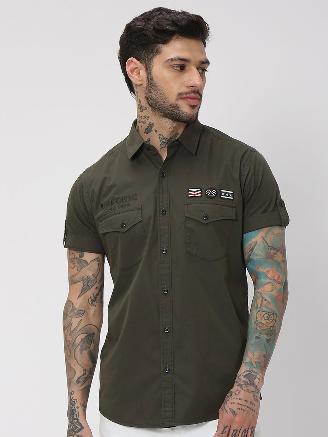 

Mufti Slim Fit Cotton Linen Casual Shirt, Green