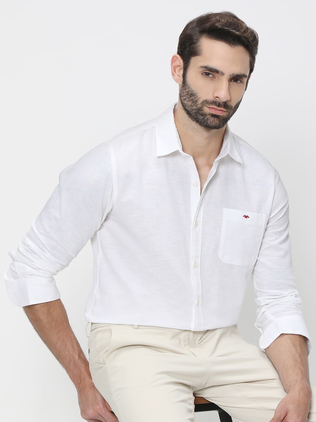 

Mufti Slim Fit Cotton Linen Casual Shirt, White