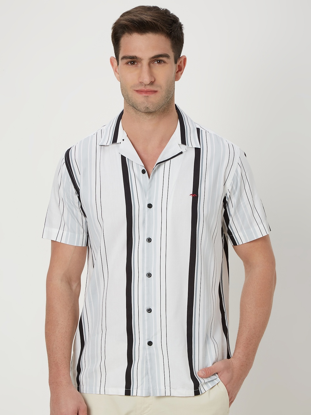 

Mufti Slim Fit Striped Casual Shirt, White