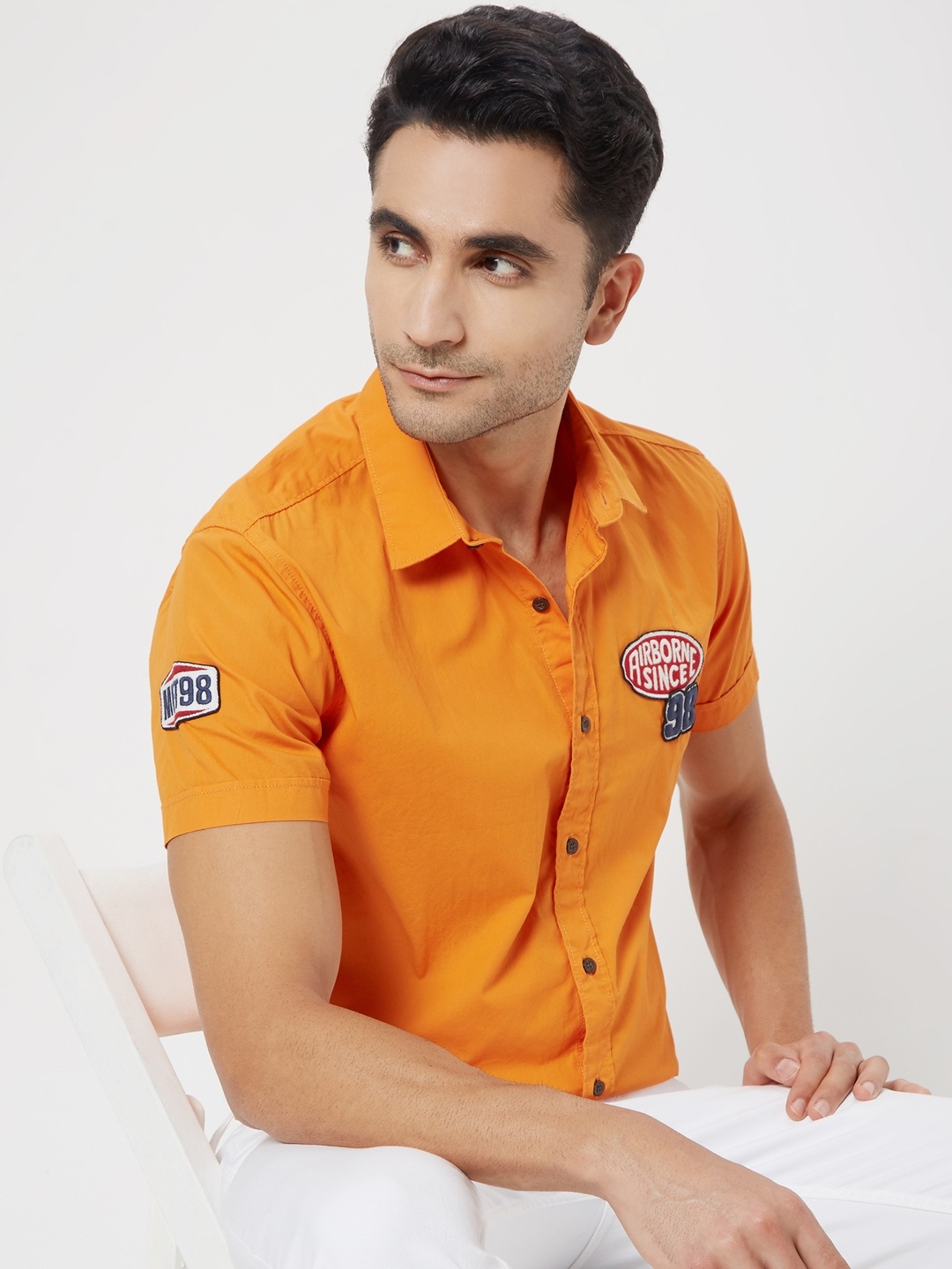 

Mufti Slim Fit Opaque Cotton Casual Shirt, Orange