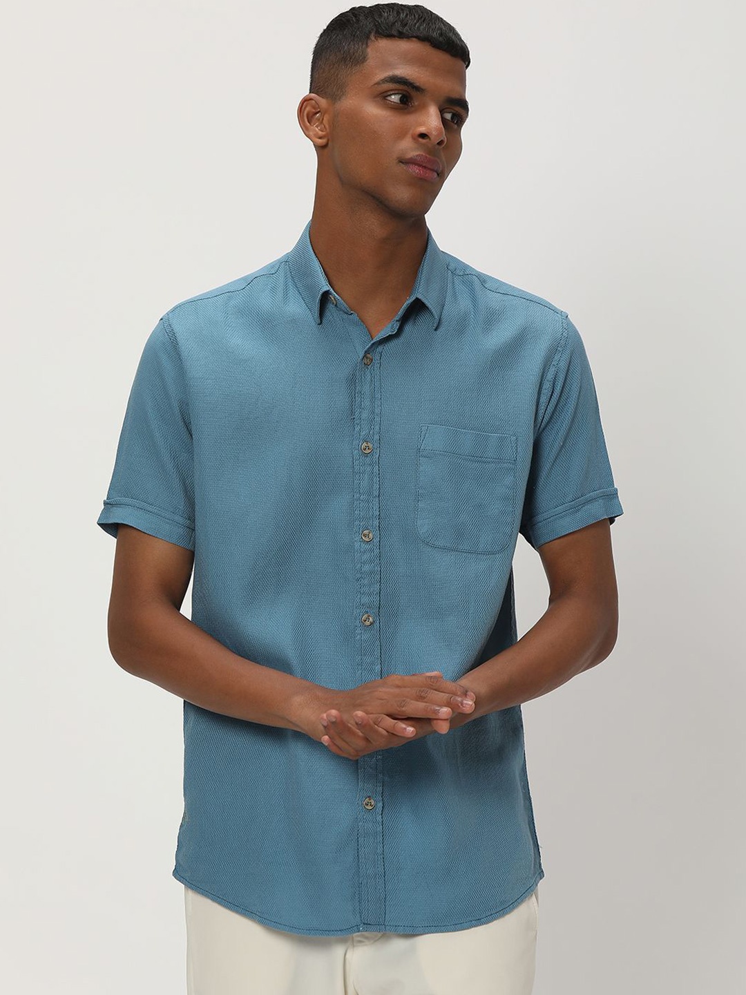 

Mufti Slim Fit Casual Cotton Linen Shirt, Blue