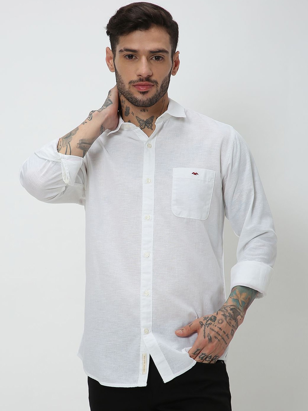 

Mufti Slim Fit Casual Cotton Linen Shirt, White