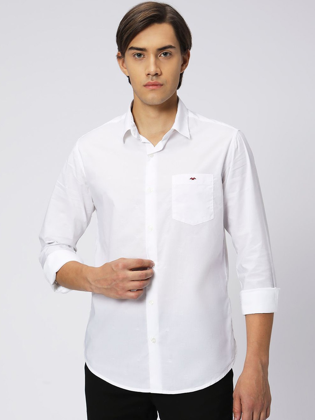 

Mufti Spread Collar Slim Fit Casual Cotton Linen Shirt, White