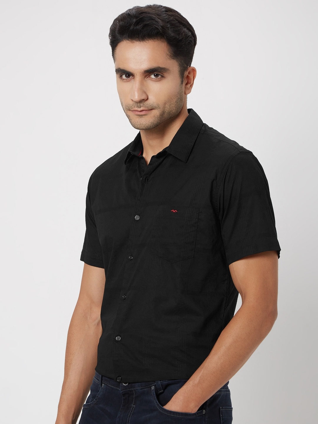 

Mufti Spread Collar Slim Fit Opaque Casual Shirt, Black