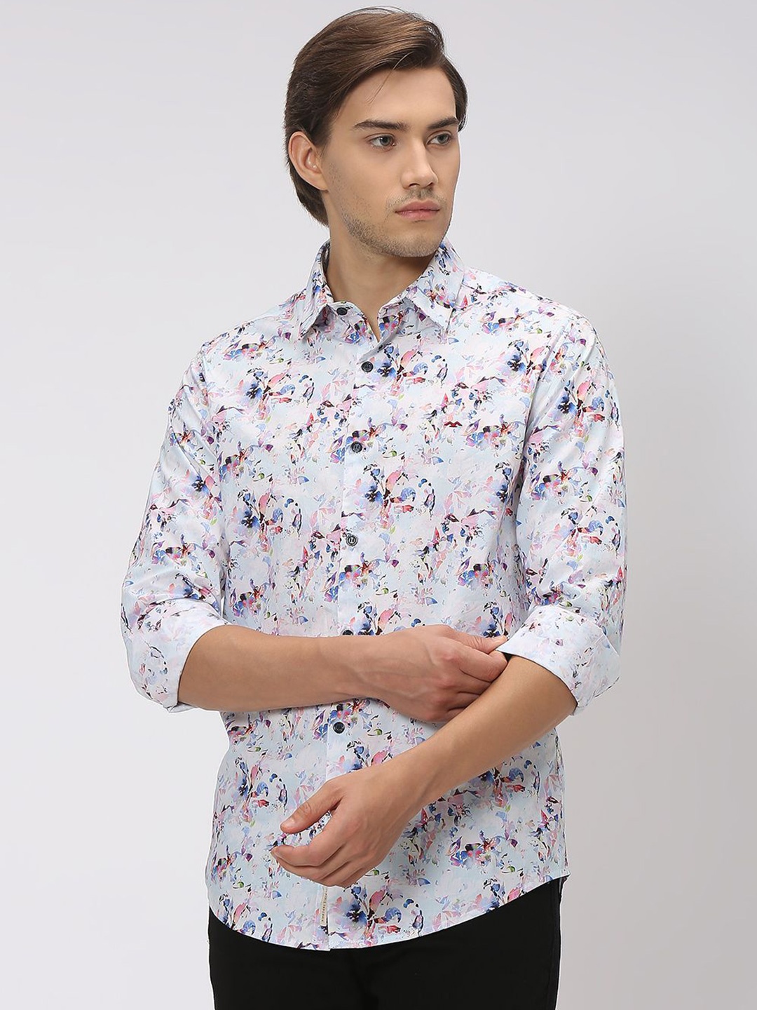 

Mufti Slim Fit Floral Printed Casual Shirt, Blue