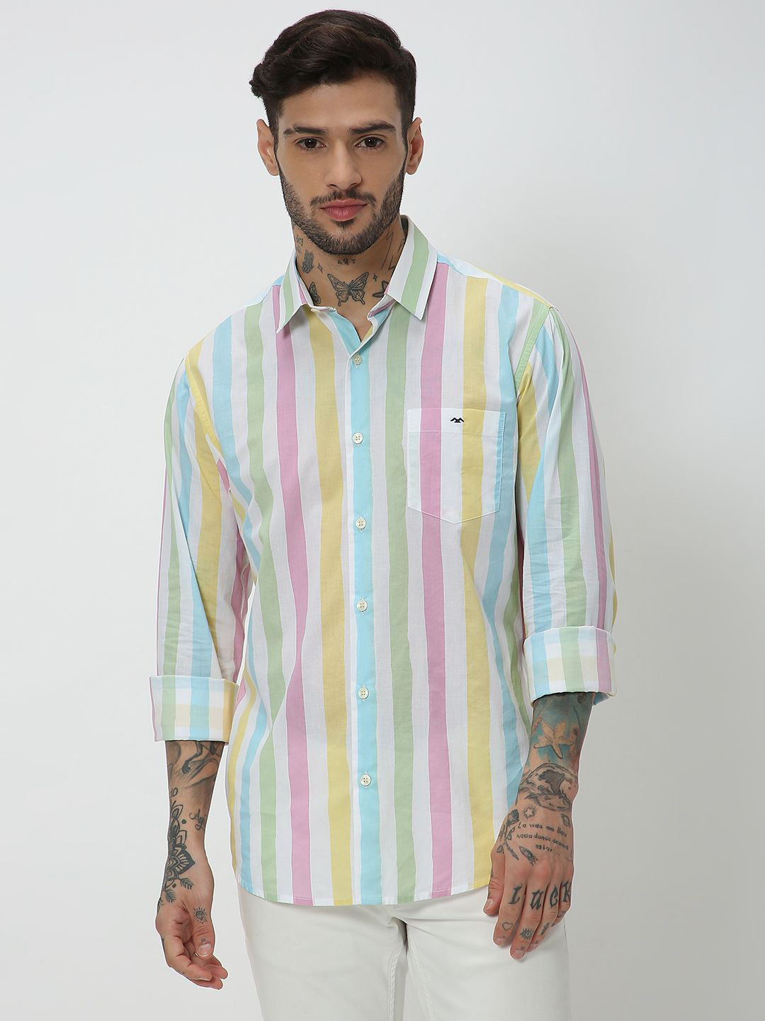 

Mufti Slim Fit Multi Striped Casual Shirt, Blue