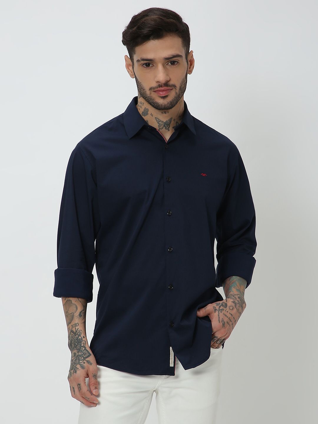 

Mufti Slim Fit Casual Cotton Linen Shirt, Navy blue