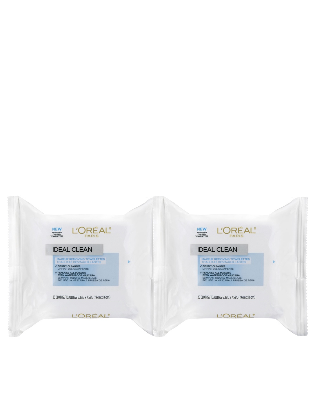 

LOreal Paris Pack of 2 Ideal Clean Makeup Removing Towelettes 25 Each, White
