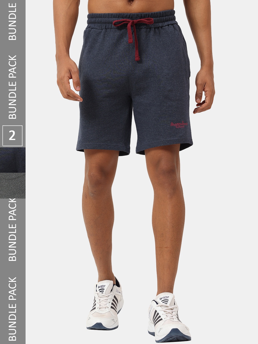 

Masculino Latino Men Pack OF 2 Cotton With Rapid- Dry Technology Sports Shorts, Navy blue