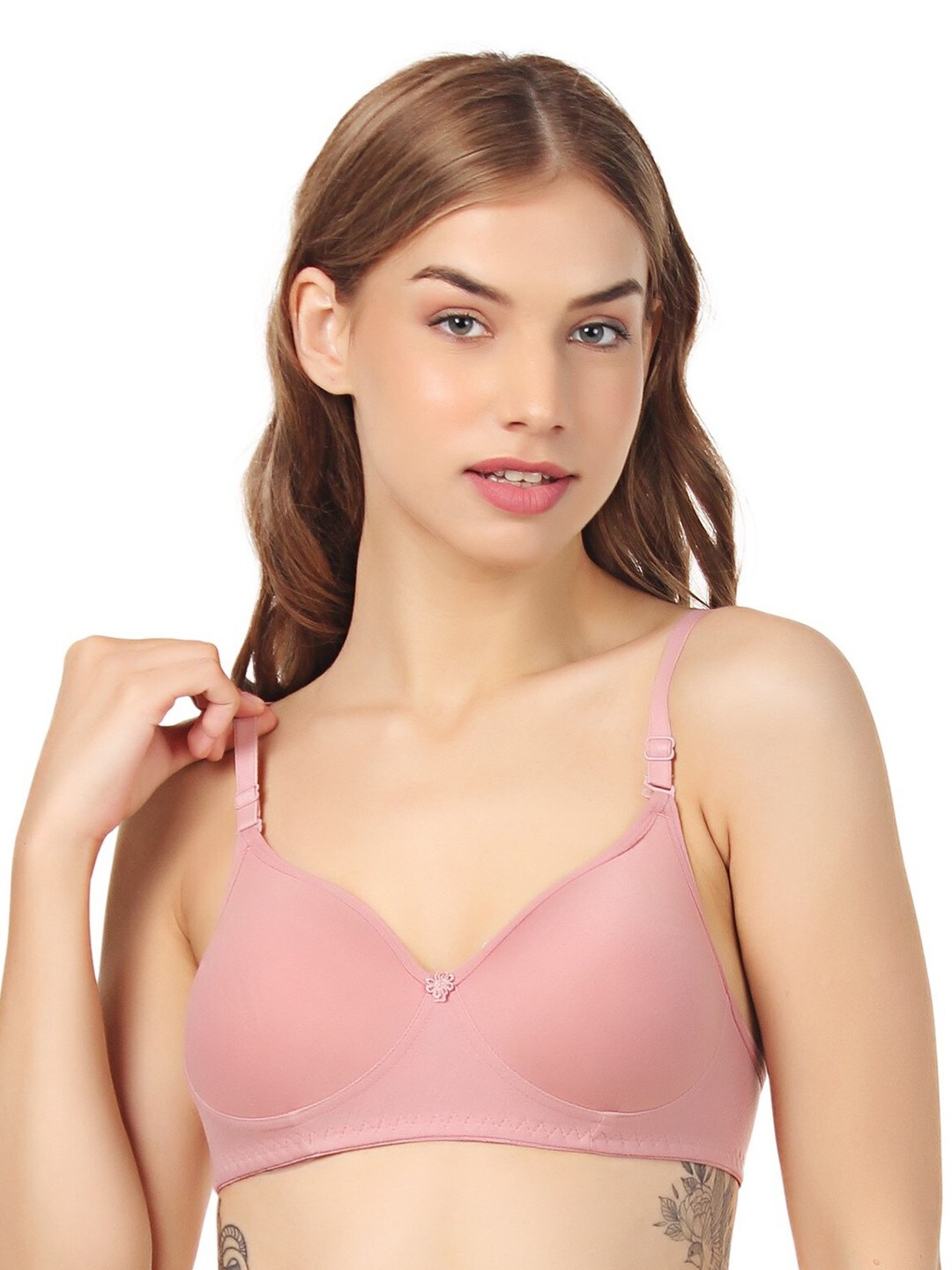 

SASHU Full Coverage Lightly Padded Seamless Cups Cotton Bra, Pink