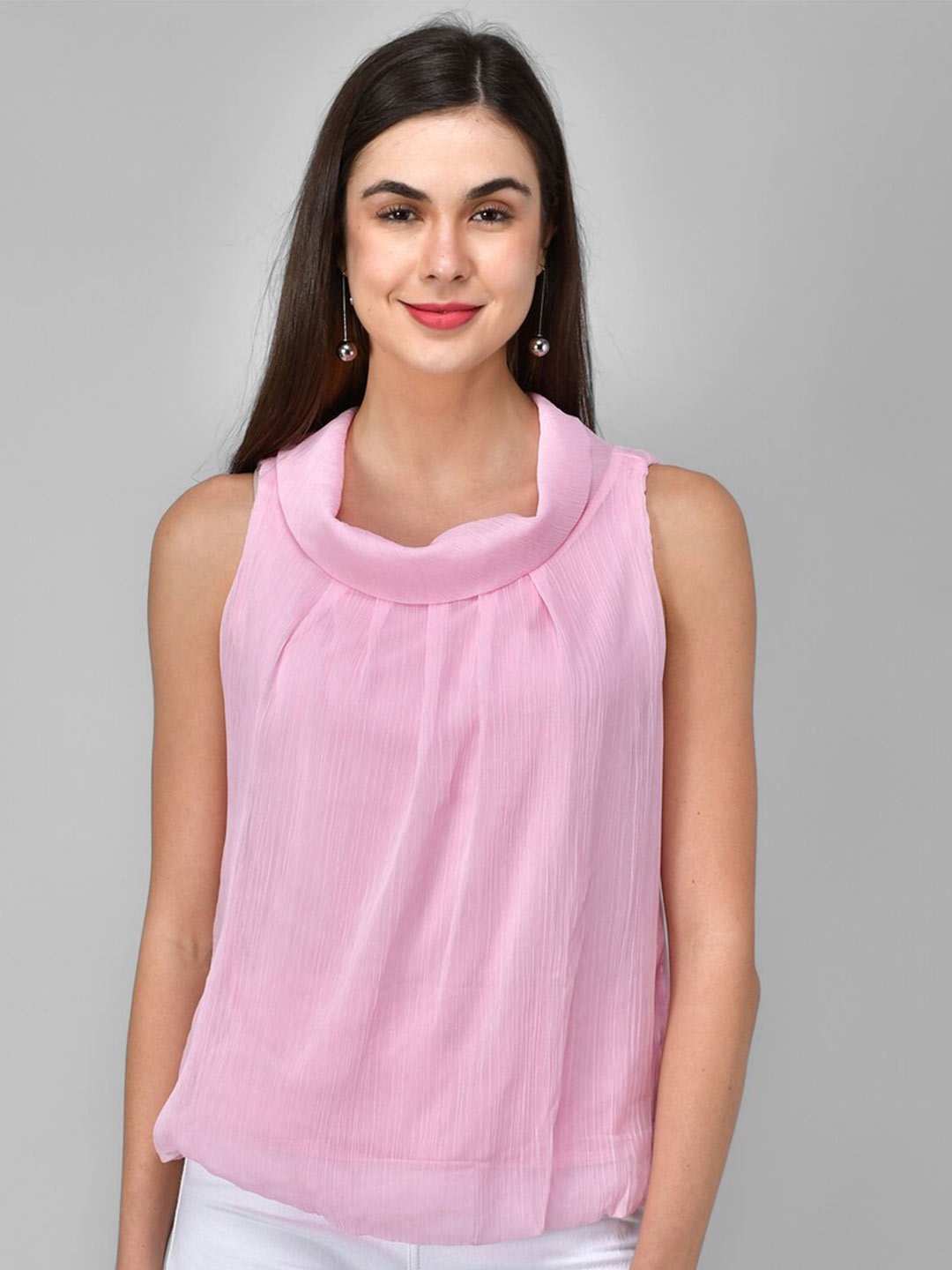 

Rudraaksha Creations Round Neck Sleeveless Top, Pink