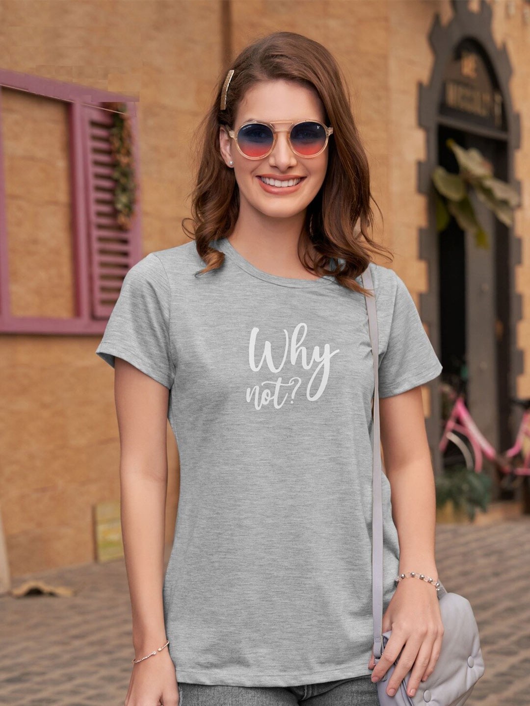 

TITTLI Typography Printed Cotton T-shirt, Grey