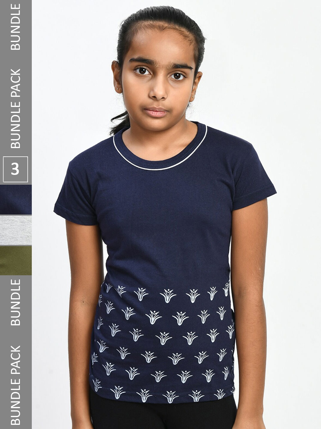 

IndiWeaves Girls Multicoloured 3 Pockets T-shirt, Multi