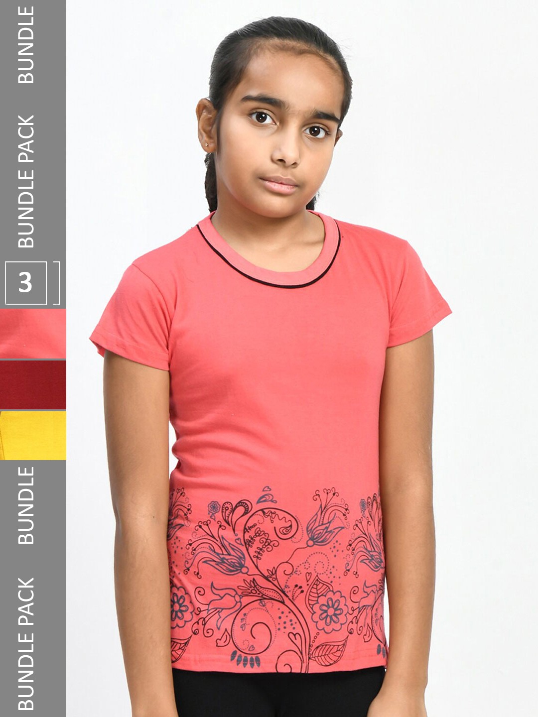 

IndiWeaves Girls Multicoloured 3 Pockets T-shirt, Multi