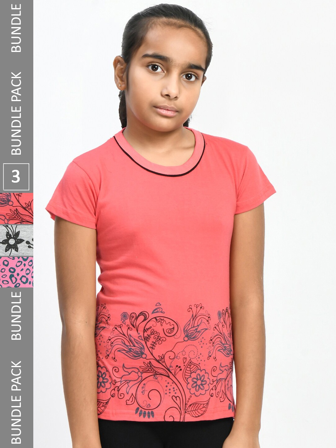 

IndiWeaves Girls Multicoloured 3 Pockets T-shirt, Multi