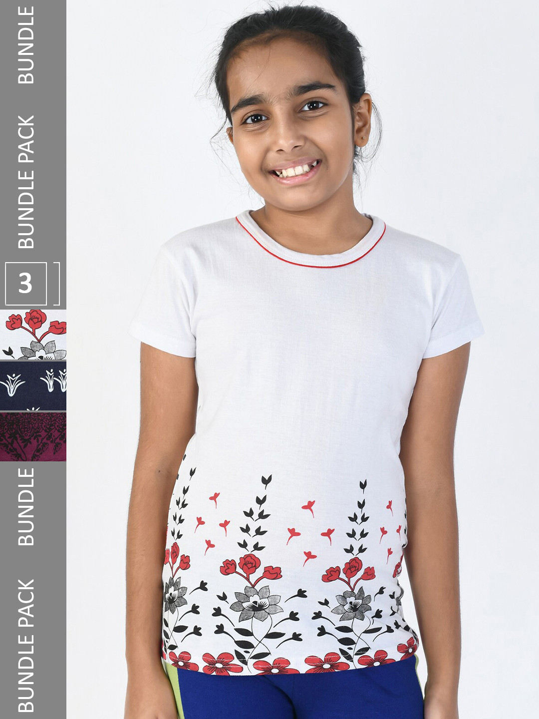 

IndiWeaves Girls Multicoloured 3 Pockets T-shirt, Multi
