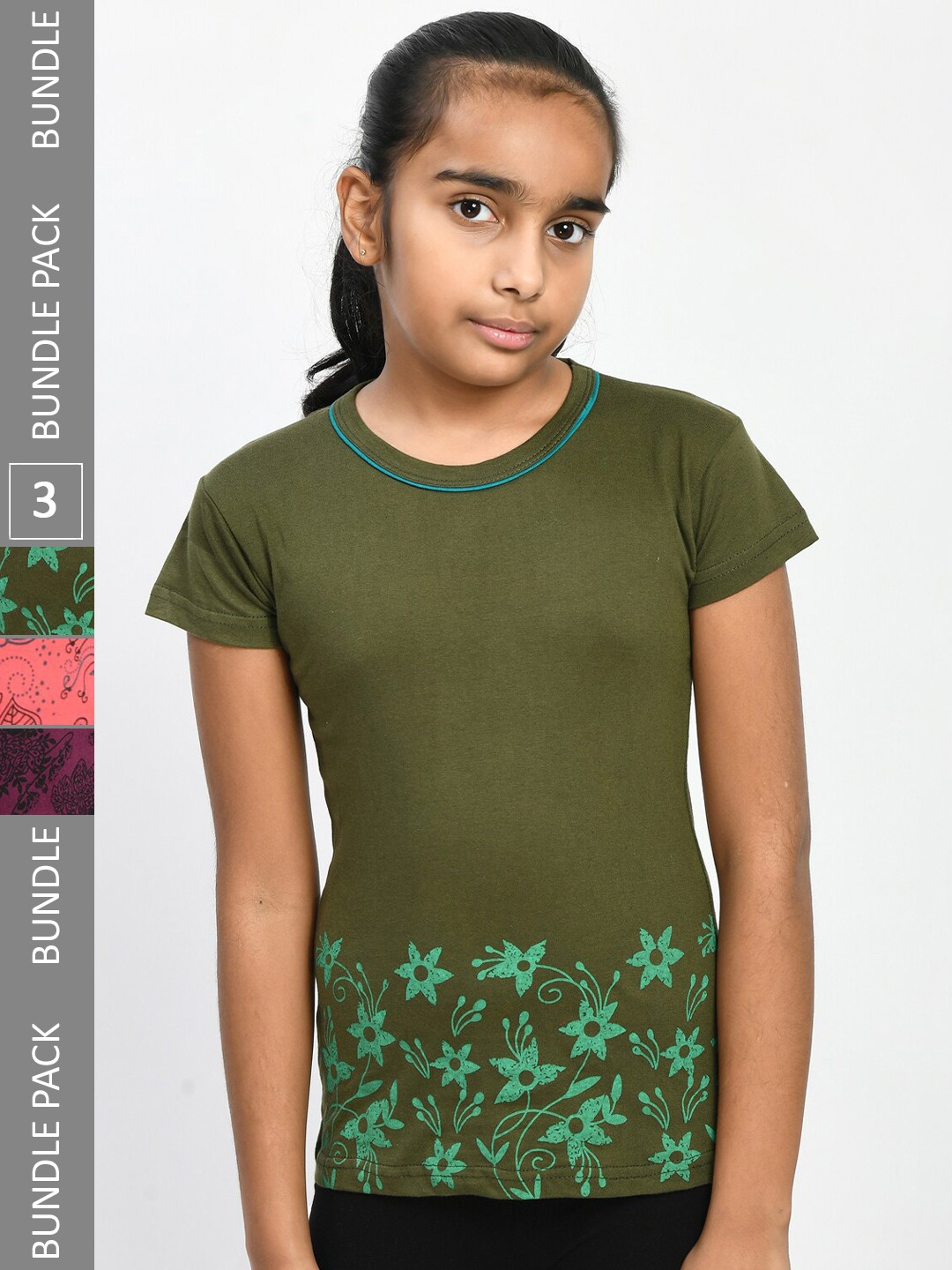 

IndiWeaves Girls Multicoloured 3 Pockets T-shirt, Multi