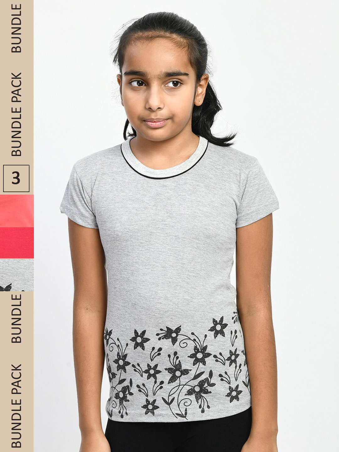 

IndiWeaves Girls Multicoloured 3 Pockets T-shirt, Multi