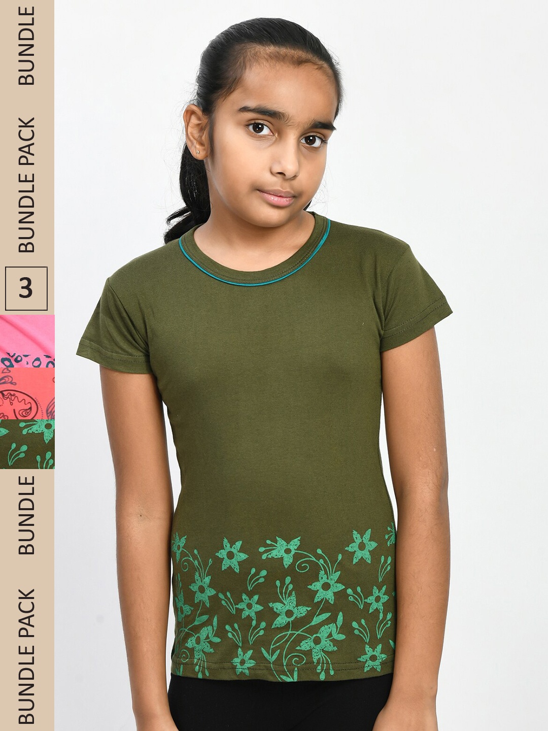 

IndiWeaves Girls Multicoloured 3 Pockets T-shirt, Multi