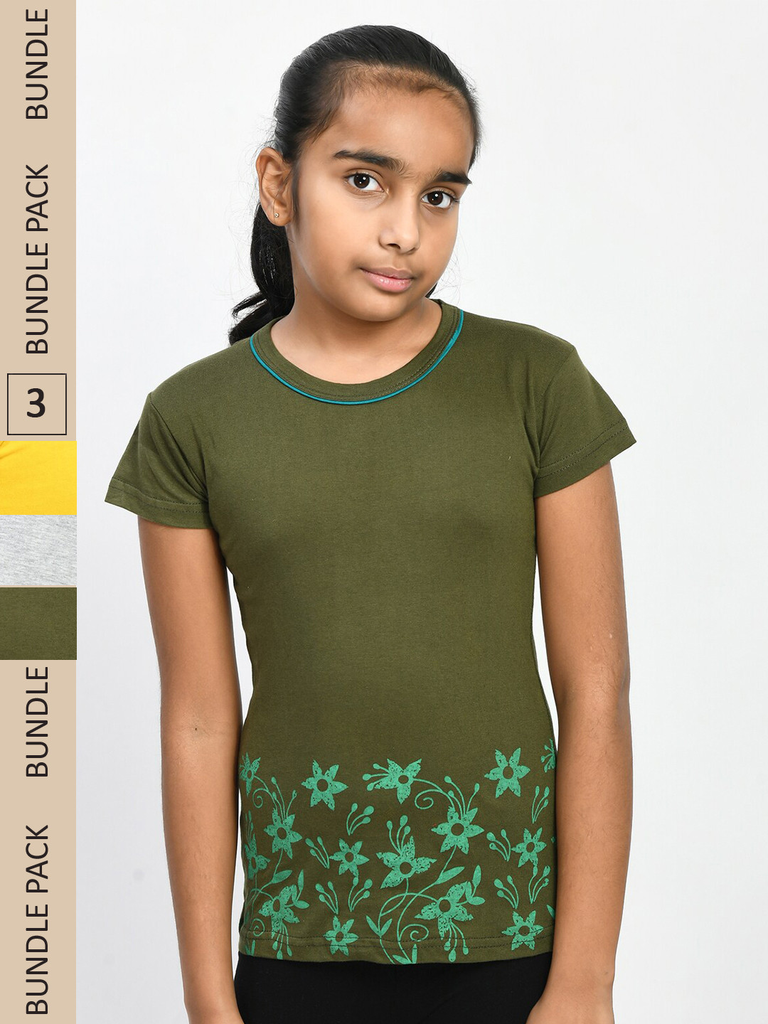 

IndiWeaves Girls Multicoloured 3 Pockets T-shirt, Multi
