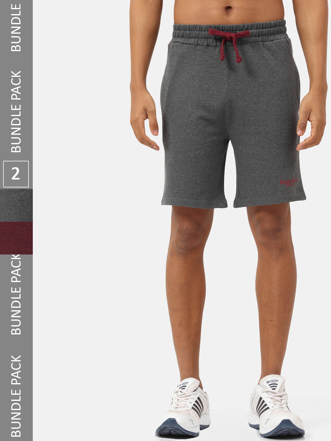 Masculino Latino Plus Men Pack Of 2 Skinny Fit Rapid-Dry Cotton Sports Shorts, Grey